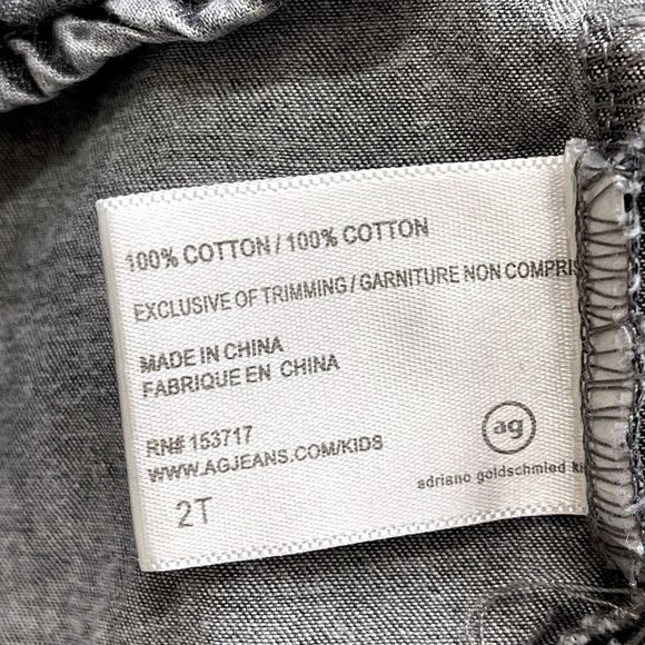 AG Adriano Goldschmied Kids Toddle's 2T Grey Denim Jean Shirt Button Down - Picture 4 of 7